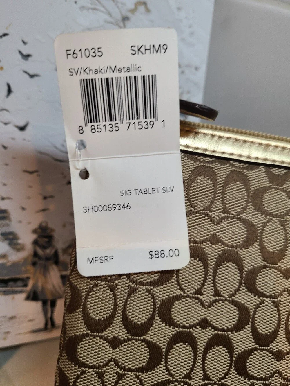 Coach NWT Beige & Brown Signature Tablet Sleeve